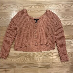 Forever 21 Pink Knit Cropped Cardigan